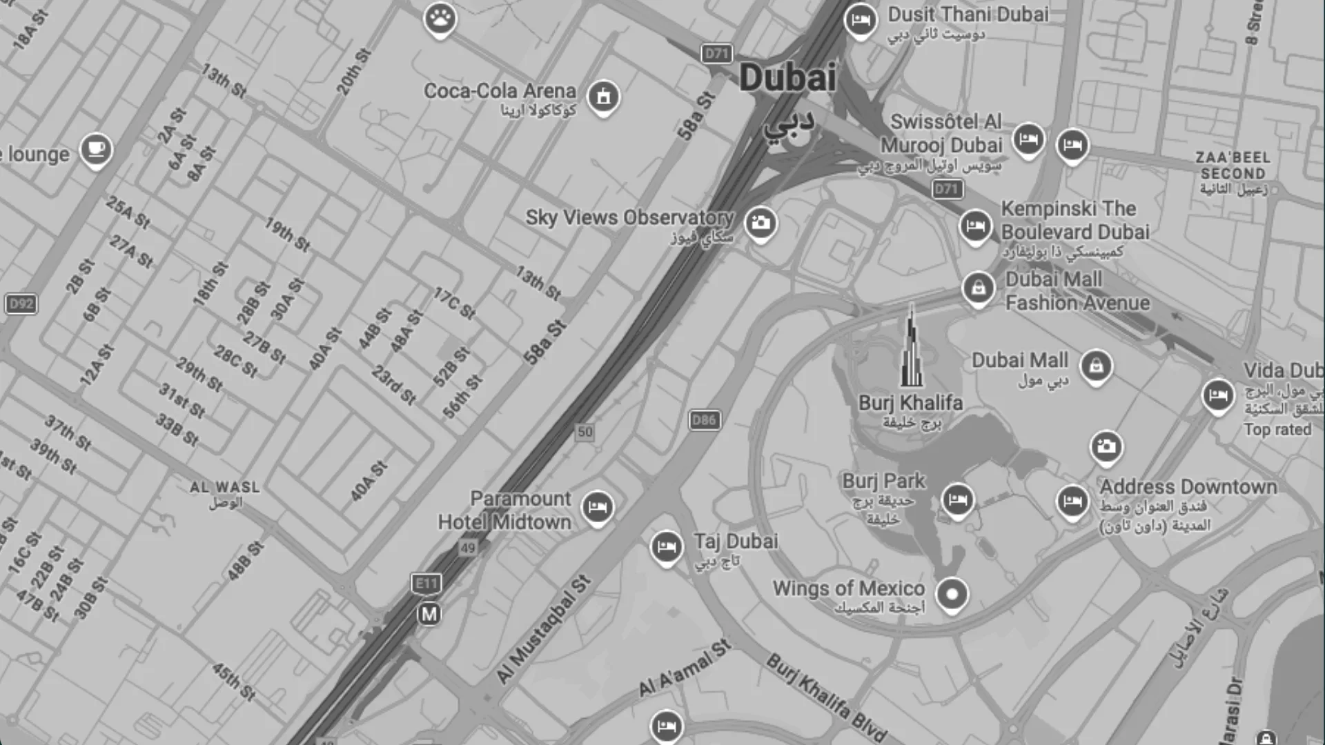 Map showing capital concentrated in a single location